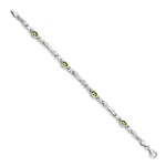 14k White Gold Oval Peridot Fancy Link 7 inch Bracelet, view 2