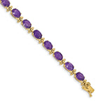 14k Yellow Gold Oval Amethyst 7 inch Bracelet