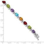 14k White Gold Rainbow Gemstone 7 inch Bracelet, shown with a ruler for scale