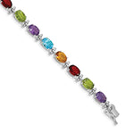 14k White Gold Rainbow Gemstone 7 inch Bracelet