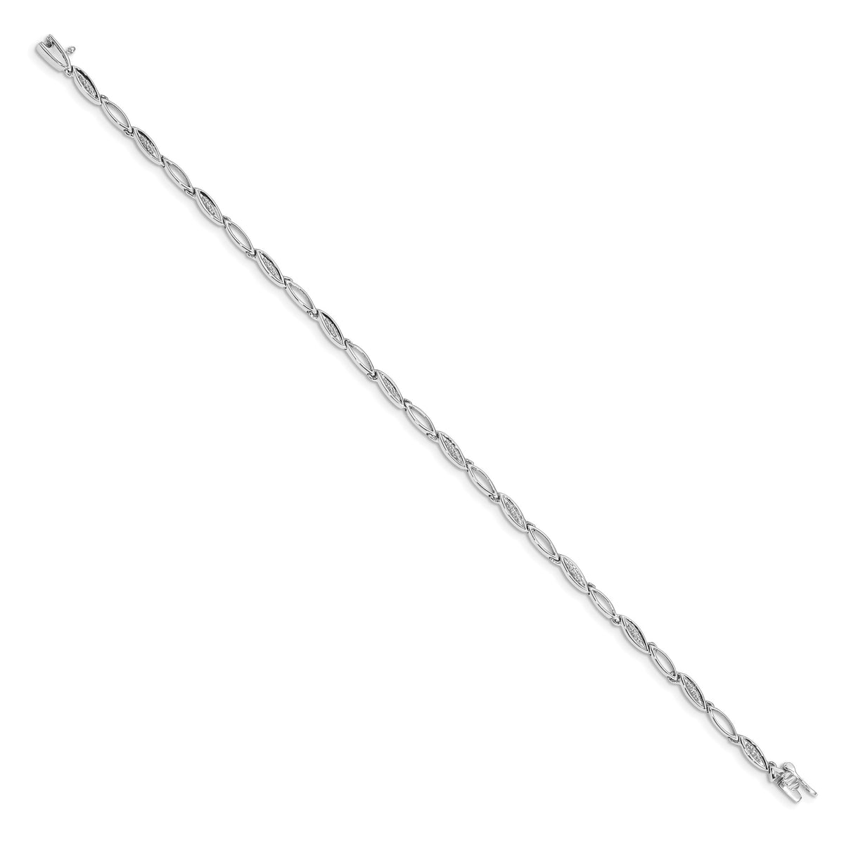 Gold Diamond Oval Link Bracelet - 14k White Gold