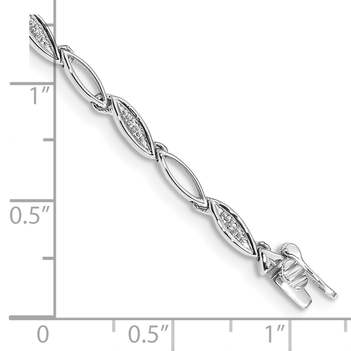 Gold Diamond Oval Link Bracelet - 14k White Gold