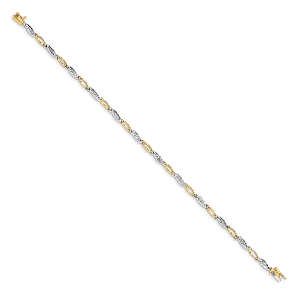 Gold Diamond Oval Link Bracelet - 14k Two-tone