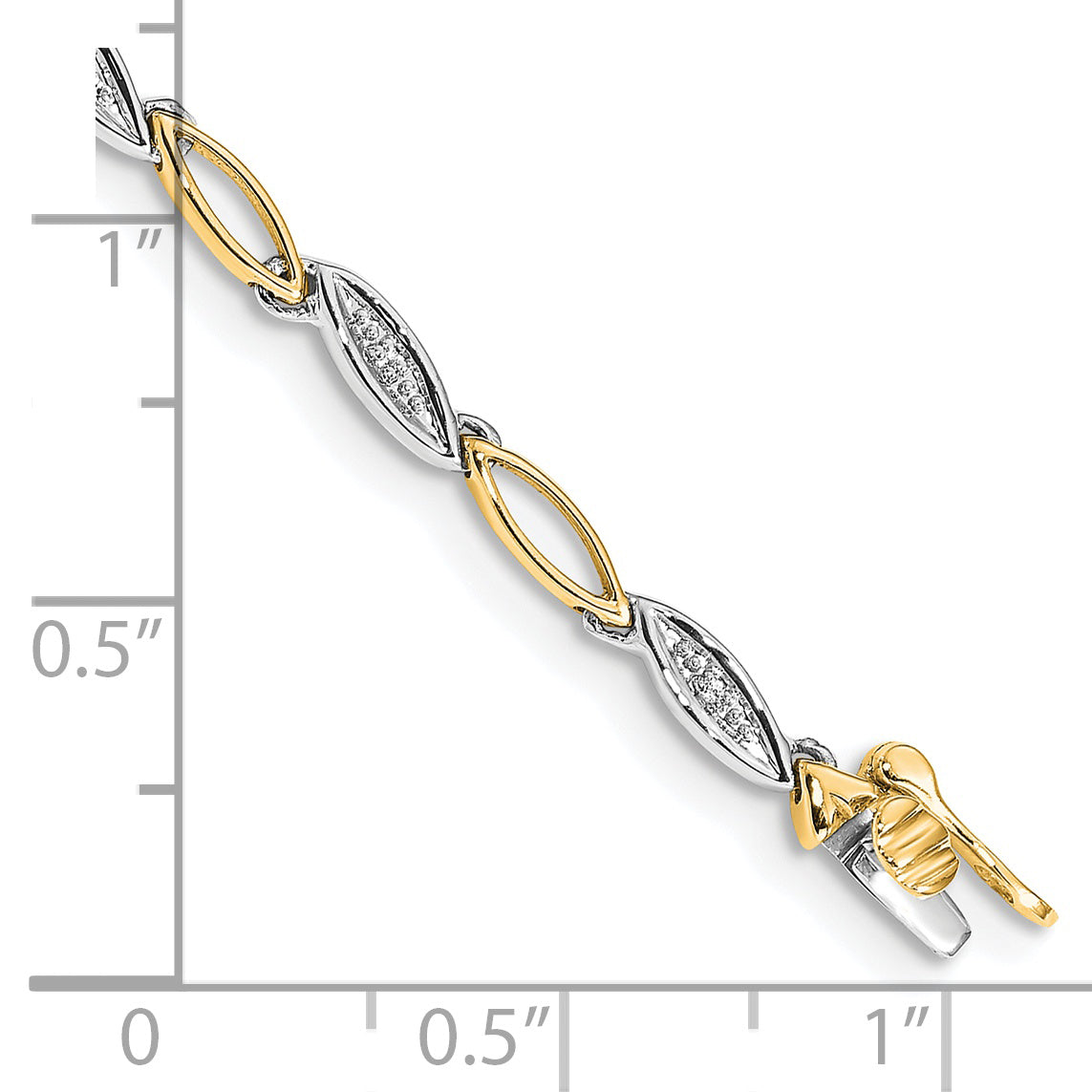 Gold Diamond Oval Link Bracelet - 14k Two-tone