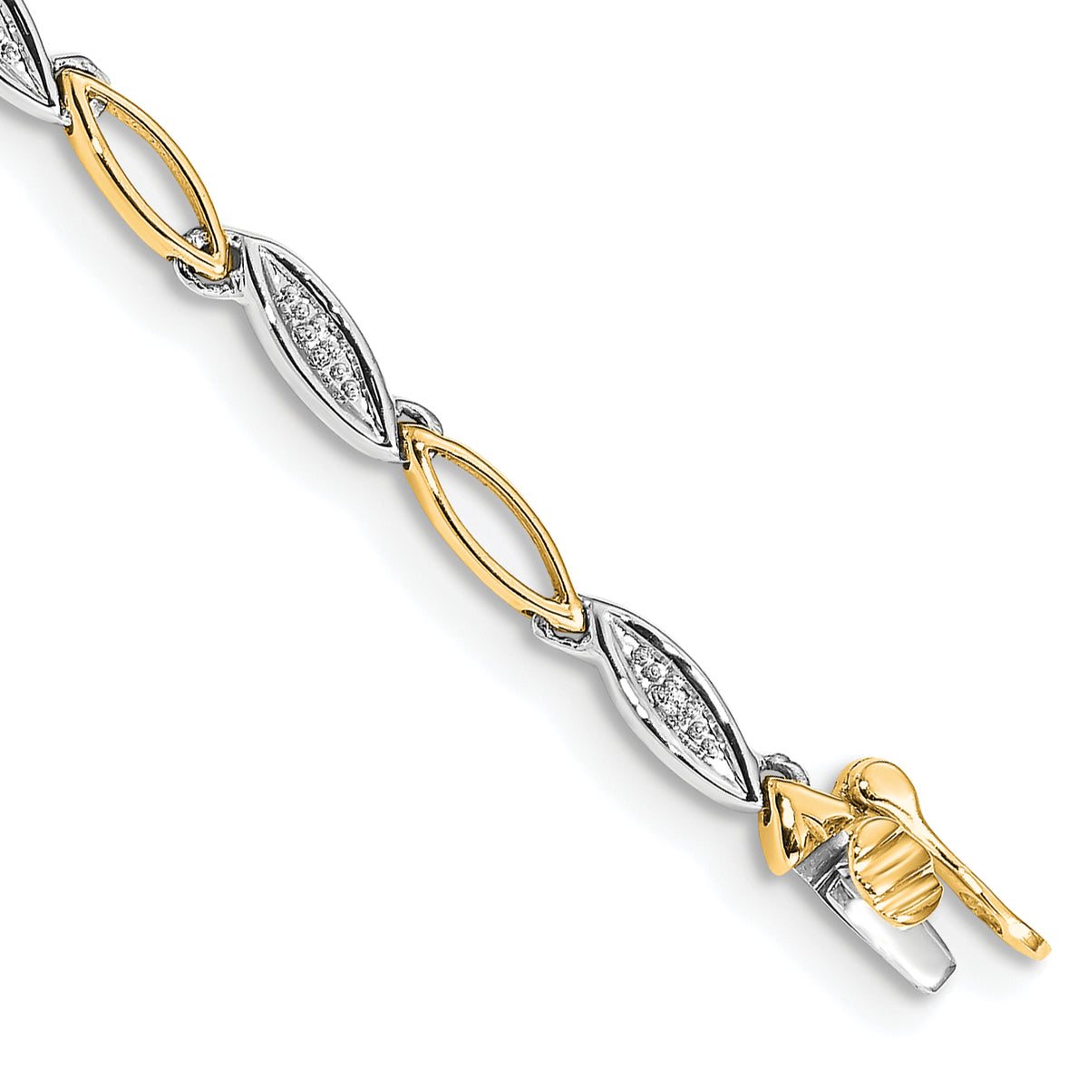 Gold Diamond Oval Link Bracelet - 14k Two-tone