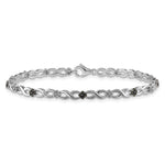 14k White Gold 1/2 carat White and Black Diamond Flower Infinity 7 inch Bracelet, view 3
