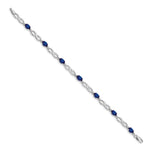 14k White Gold Diamond Oval Sapphire Infinity 7 inch Bracelet, view 2