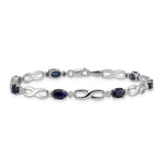 14k White Gold Diamond Oval Sapphire Infinity 7 inch Bracelet, view 3