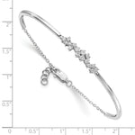 14k White Gold 1/2 carat Diamond Half-Bangle 7 inch Bracelet with 0.5 inch Extender, shown with a ruler for scale