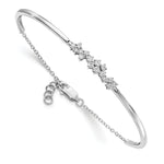 14k White Gold 1/2 carat Diamond Half-Bangle 7 inch Bracelet with 0.5 inch Extender