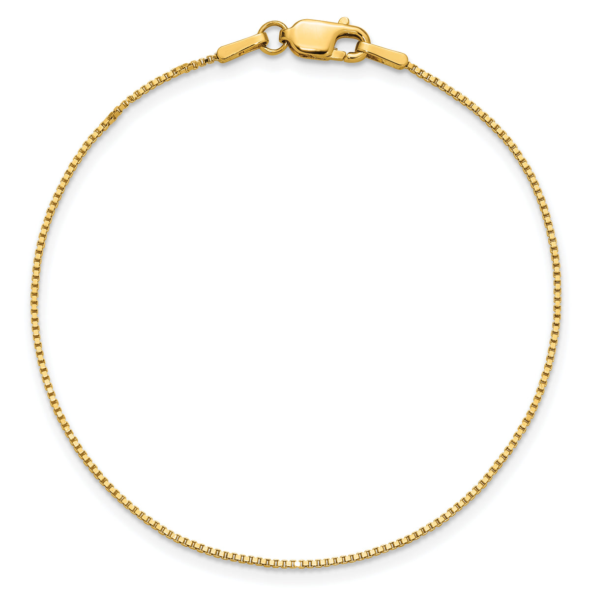 Gold (10K & 14K) Box Chain Bracelet - 14k Yellow Gold / 7 in / 0.9 mm, Lobster