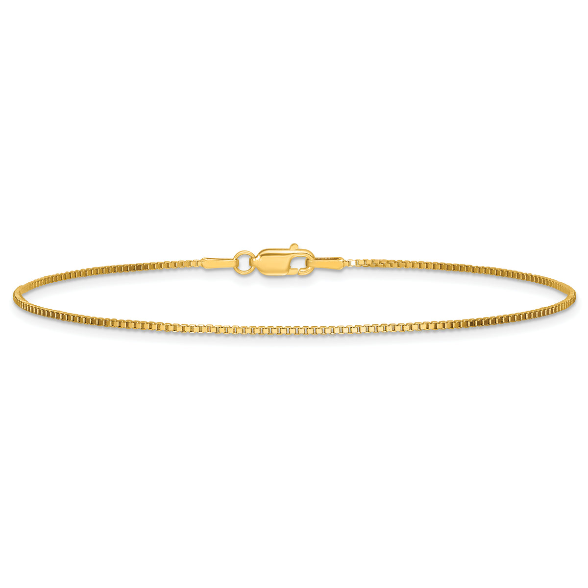 Gold (10K & 14K) Box Chain Anklet - 14k Yellow Gold / 9 in / 1.05 mm