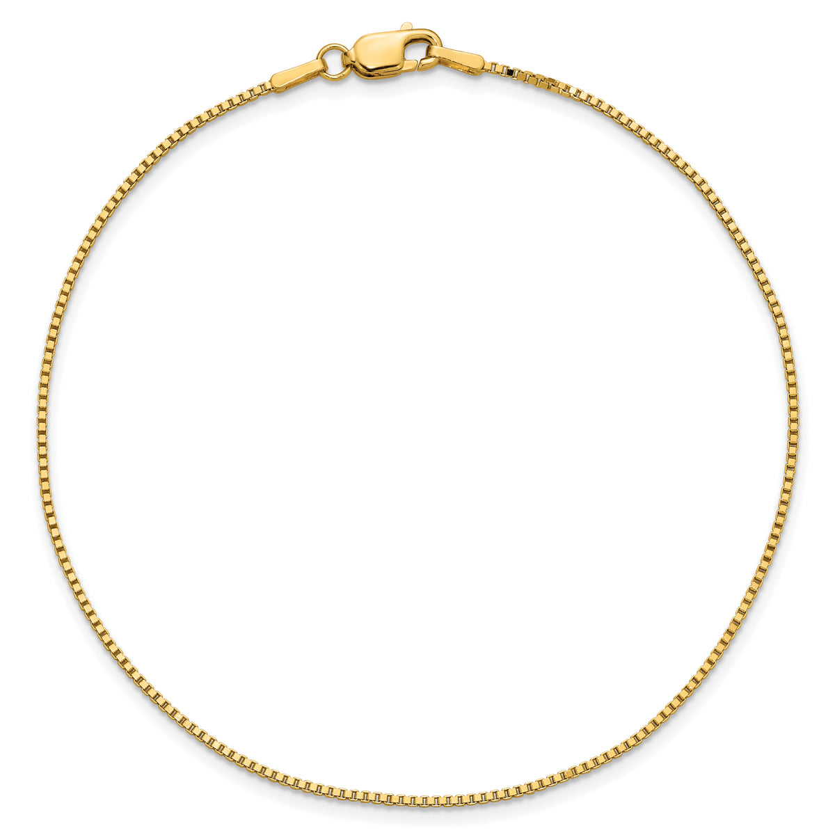 Gold (10K & 14K) Box Chain Anklet - 14k Yellow Gold / 9 in / 1.05 mm