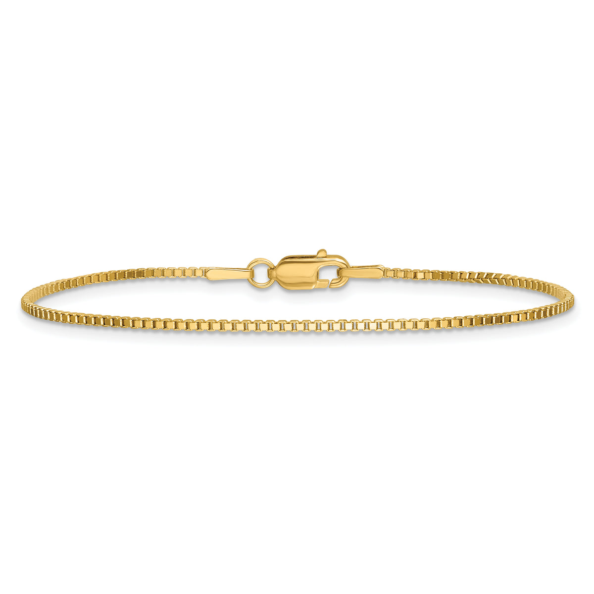 Gold (10K & 14K) Box Chain Bracelet - 14k Yellow Gold / 7 in / 1.3 mm