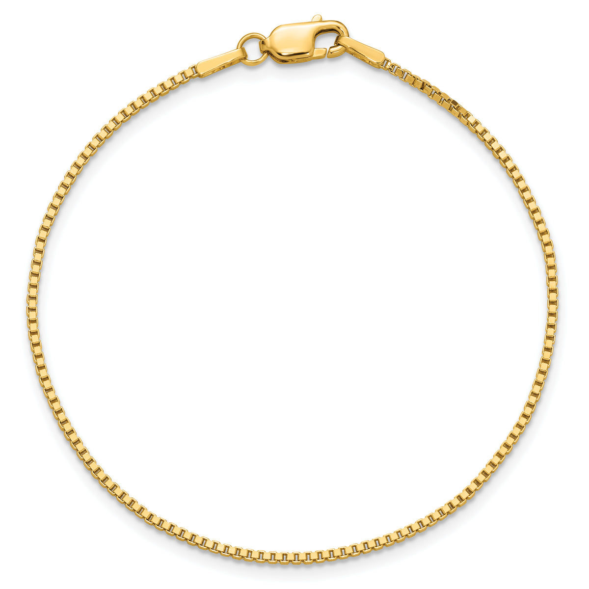 Gold (10K & 14K) Box Chain Bracelet - 14k Yellow Gold / 7 in / 1.3 mm