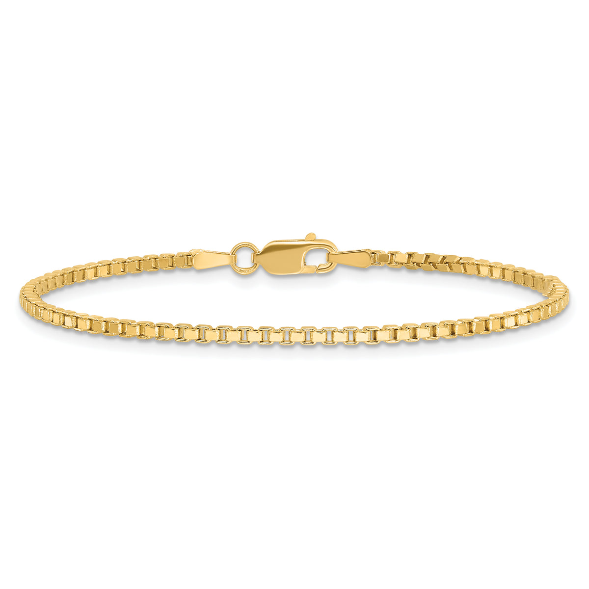 Gold (10K & 14K) Box Chain Bracelet - 14k Yellow Gold / 7 in / 1.9 mm