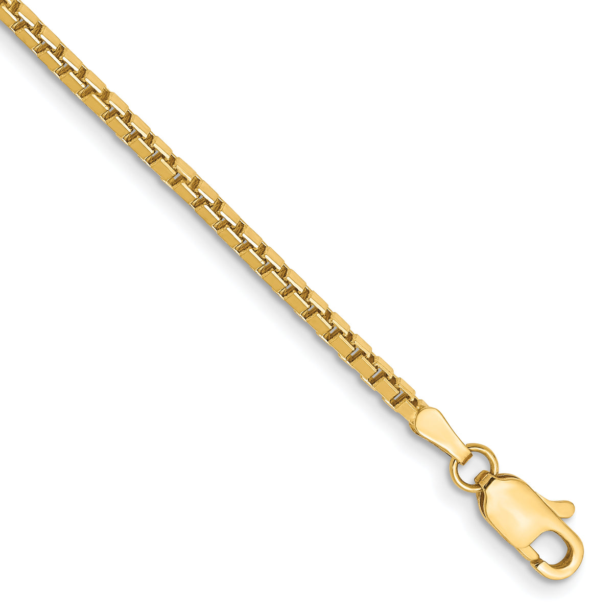 Gold (10K & 14K) Box Chain Bracelet - 14k Yellow Gold / 8 in / 1.9 mm
