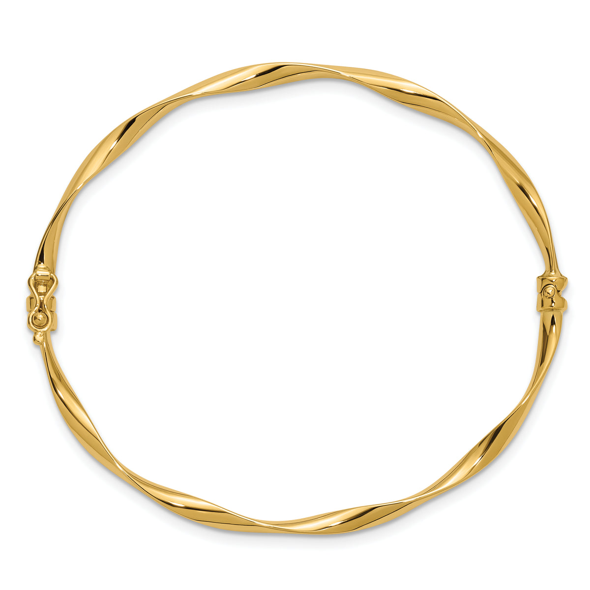 Hinged Bangle - 14k Yellow Gold / Polished Twisted