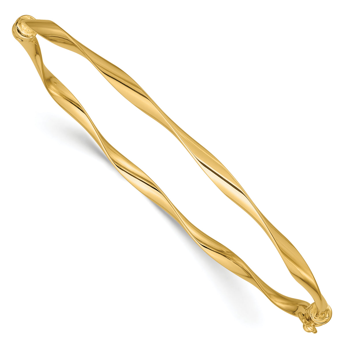 Hinged Bangle - 14k Yellow Gold / Polished Twisted