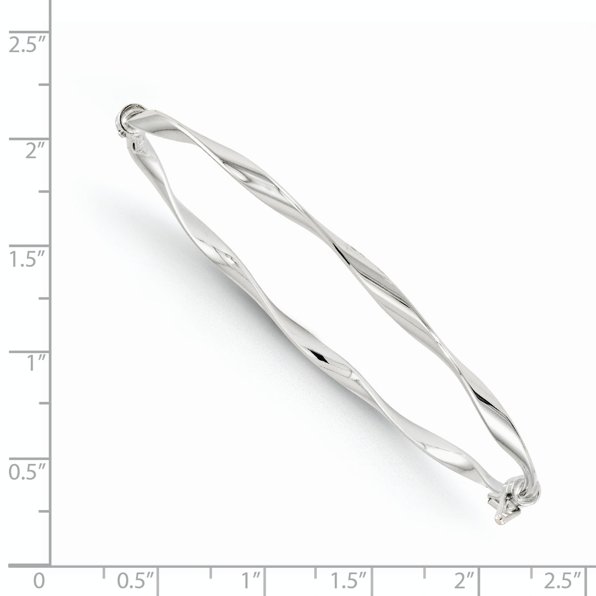 Hinged Bangle - 14k White Gold / Polished Twisted