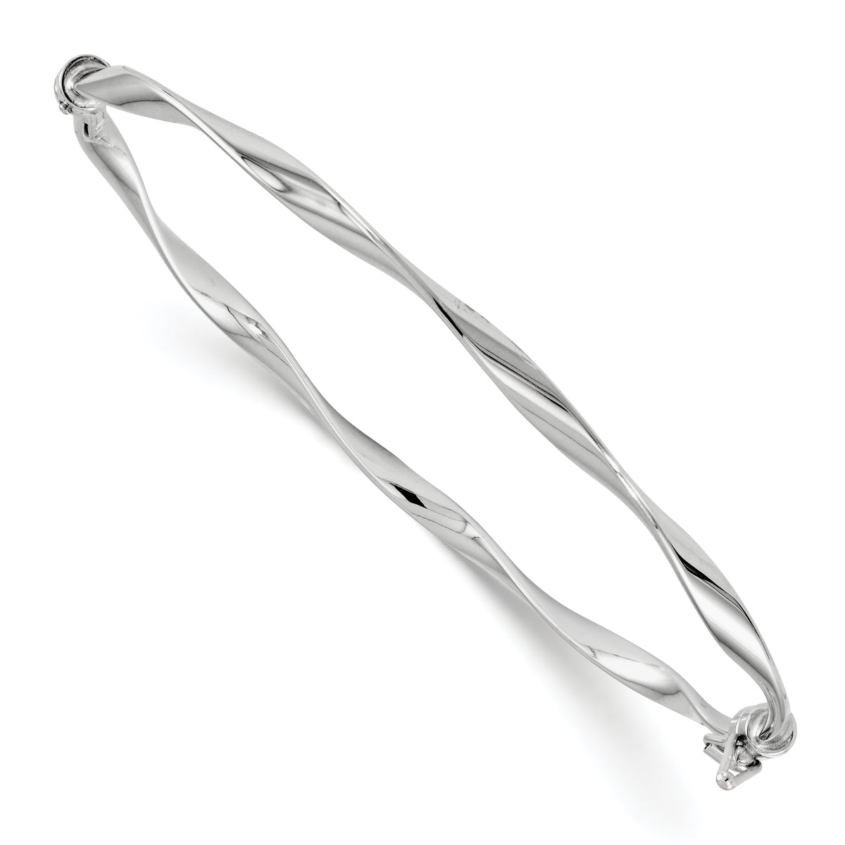 Hinged Bangle - 14k White Gold / Polished Twisted
