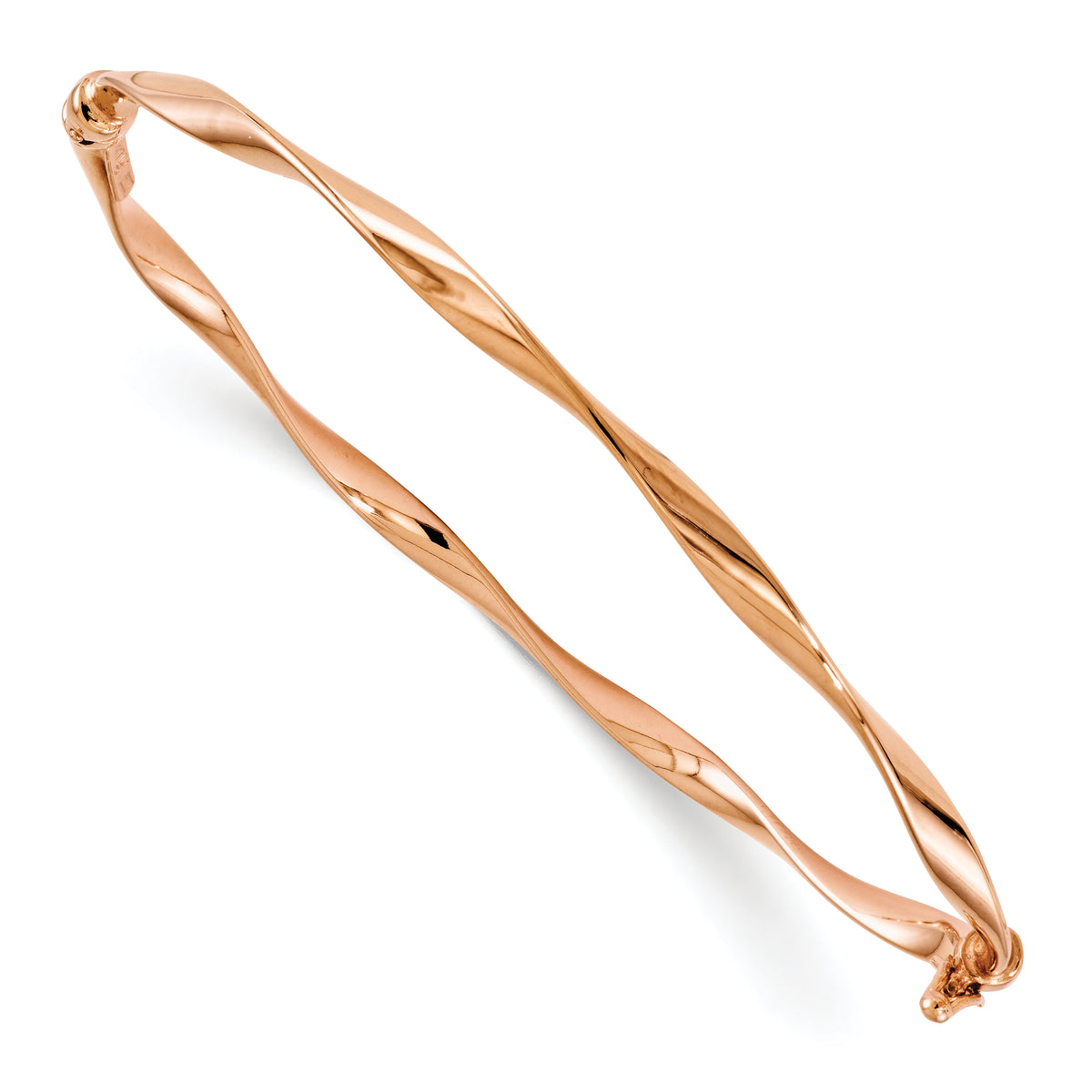 Hinged Bangle - 14k Rose Gold / Polished Twisted