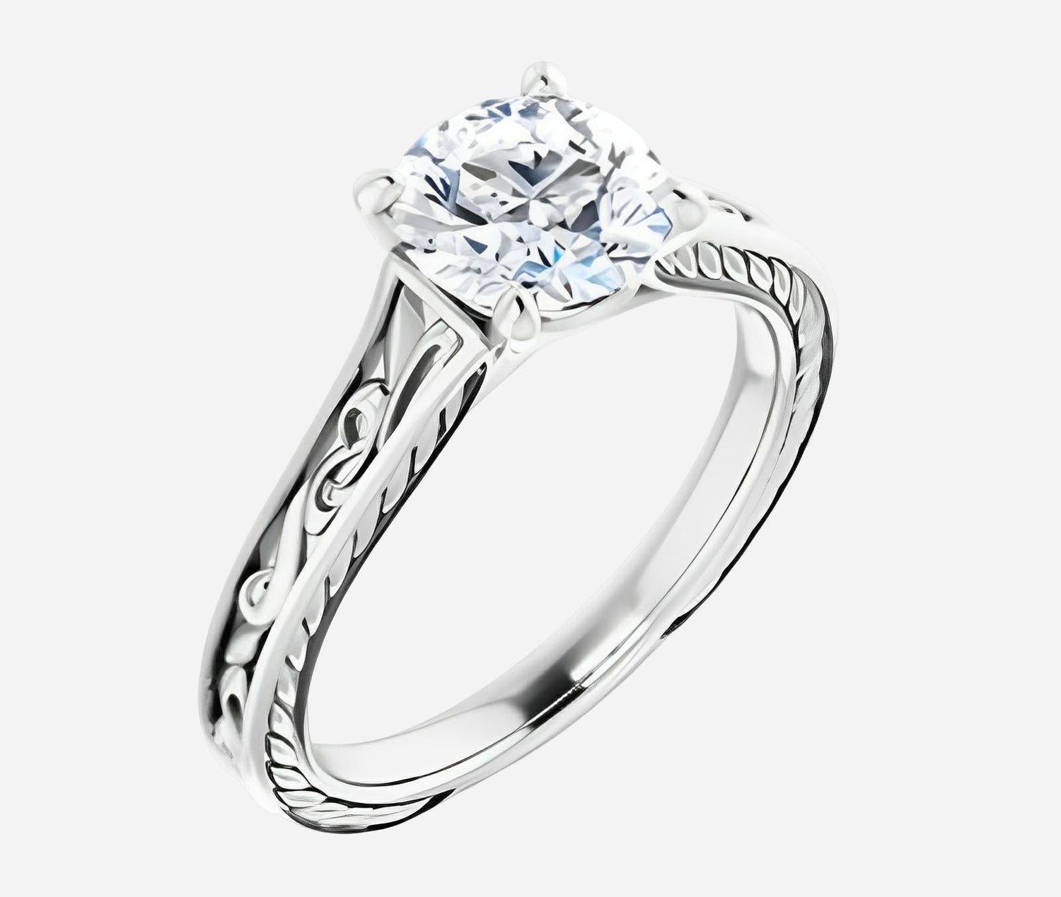Bridal set, rose gold and diamond engagement ring
