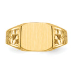 14k 10.5x9.0mm Octagon Open Back Mens Nugget Signet Ring