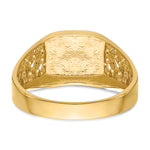 14k 10.5x9.0mm Octagon Open Back Mens Nugget Signet Ring