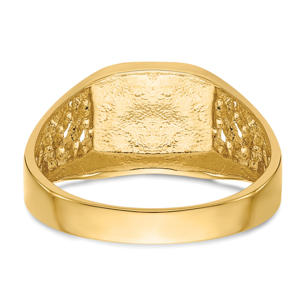 14k 10.5x9.0mm Octagon Open Back Mens Nugget Signet Ring
