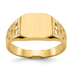14k 10.5x9.0mm Octagon Open Back Mens Nugget Signet Ring