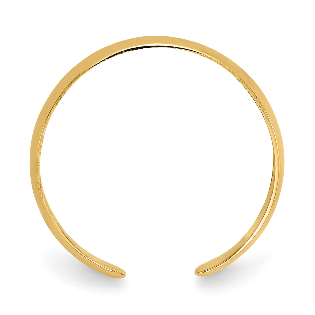 High Polished 2.5mm Band Toe Ring - 14k Yellow Gold