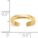 High Polished 2.5mm Band Toe Ring - 14k Yellow Gold