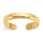 High Polished 2.5mm Band Toe Ring - 14k Yellow Gold