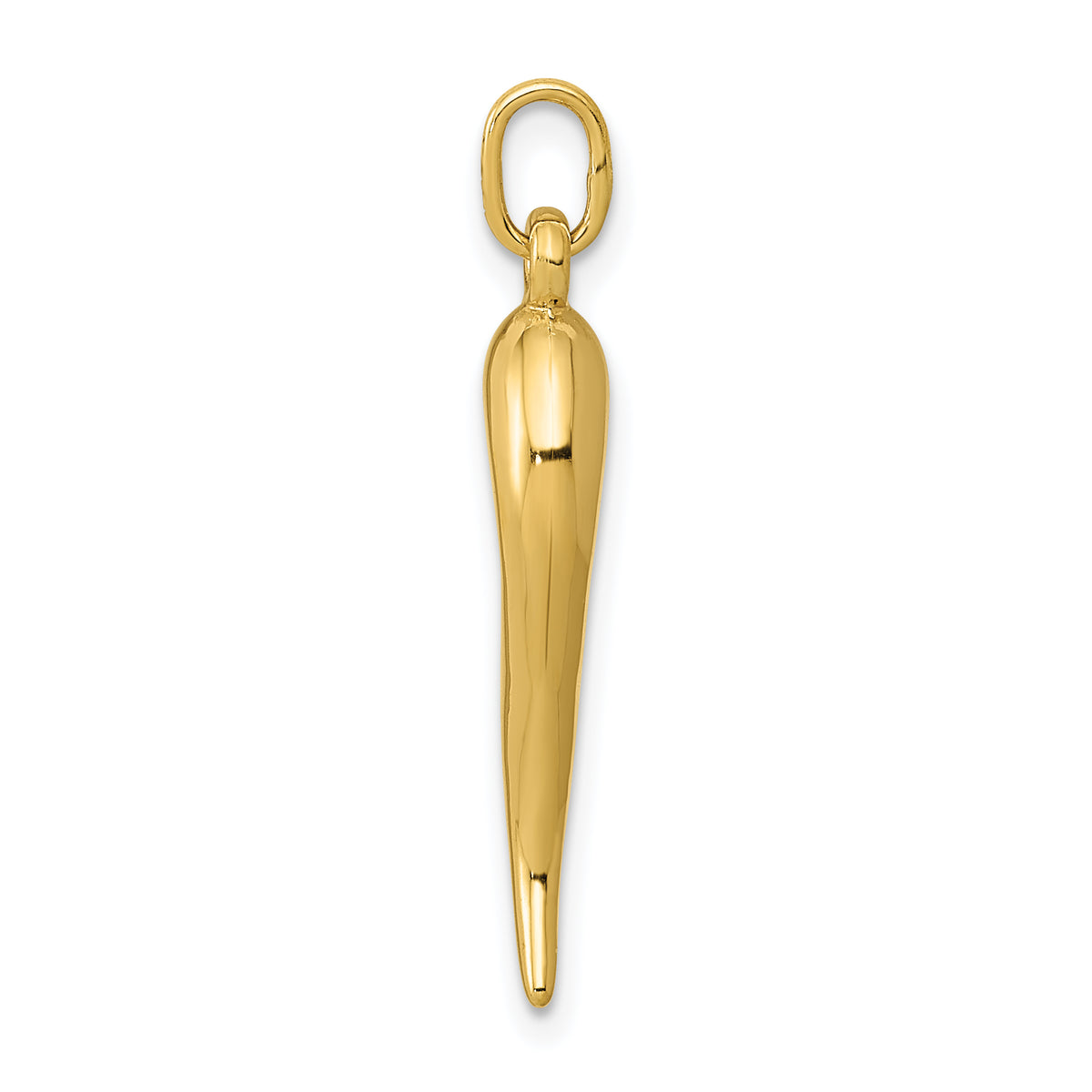 Gold Polished Italian Horn Pendant - 14k Yellow Gold / 6.5 x 24.5 mm