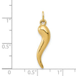 Gold Polished Italian Horn Pendant - 14k Yellow Gold / 6.5 x 24.5 mm