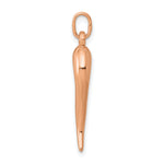 Gold Polished Italian Horn Pendant - 14k Rose Gold / 7 x 24.5 mm