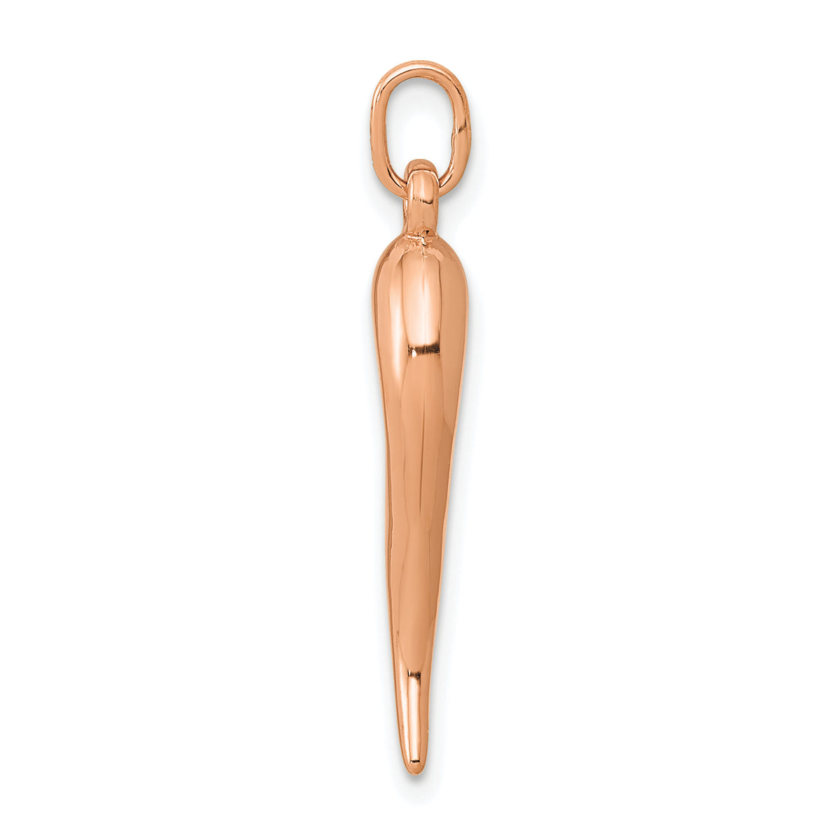 Gold Polished Italian Horn Pendant - 14k Rose Gold / 7 x 24.5 mm