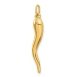 Gold Polished Italian Horn Pendant - 14k Yellow Gold / 6.5 x 32 mm