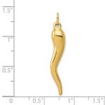 Gold Polished Italian Horn Pendant - 14k Yellow Gold / 6.5 x 32 mm