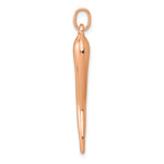 Gold Polished Italian Horn Pendant - 14k Rose Gold / 6.5 x 32 mm
