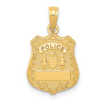 14k POLICE Badge with Engravable Area Pendant