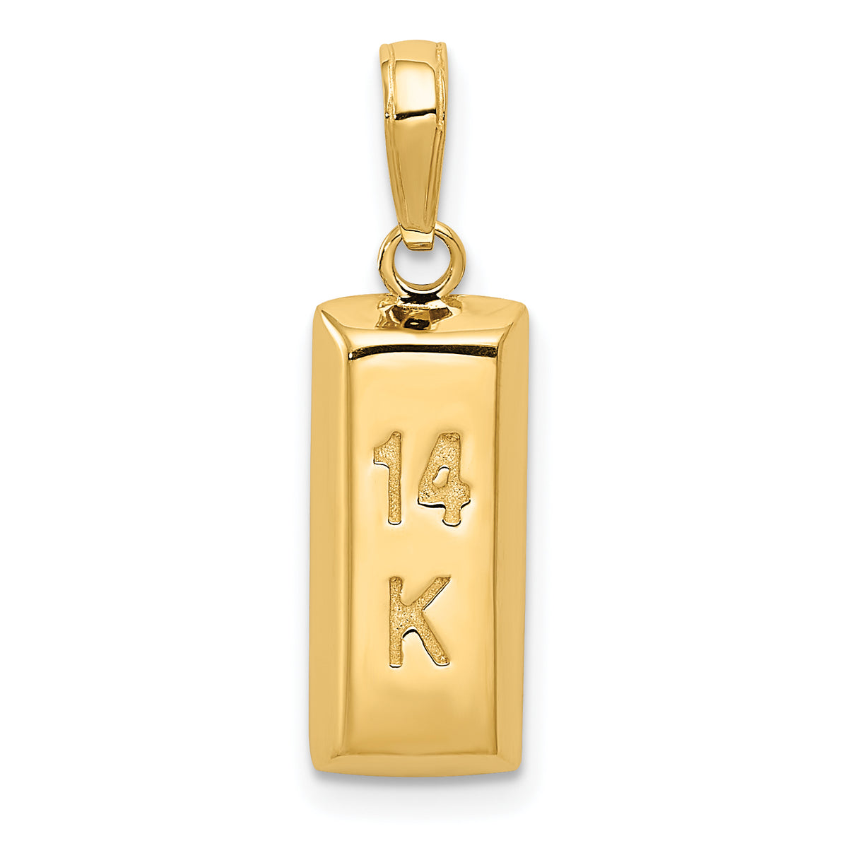 14k Yellow Gold 3D Bar Pendant