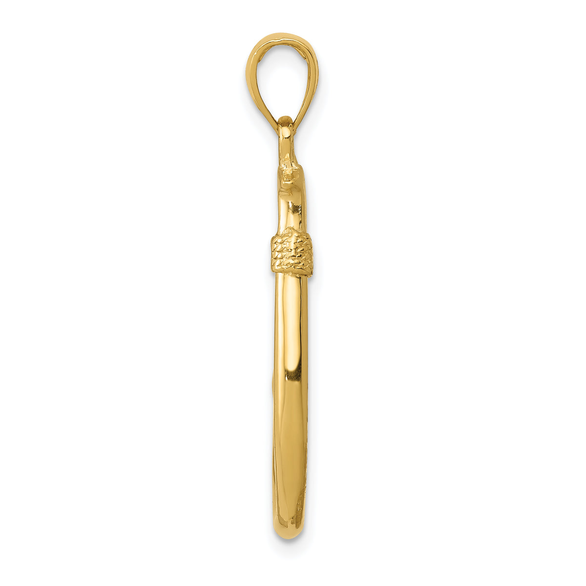 Gold Polished Fish Hook Pendant - 14k Yellow Gold / 12 x 28 mm