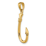 Gold Polished Fish Hook Pendant - 14k Yellow Gold / 12 x 28 mm