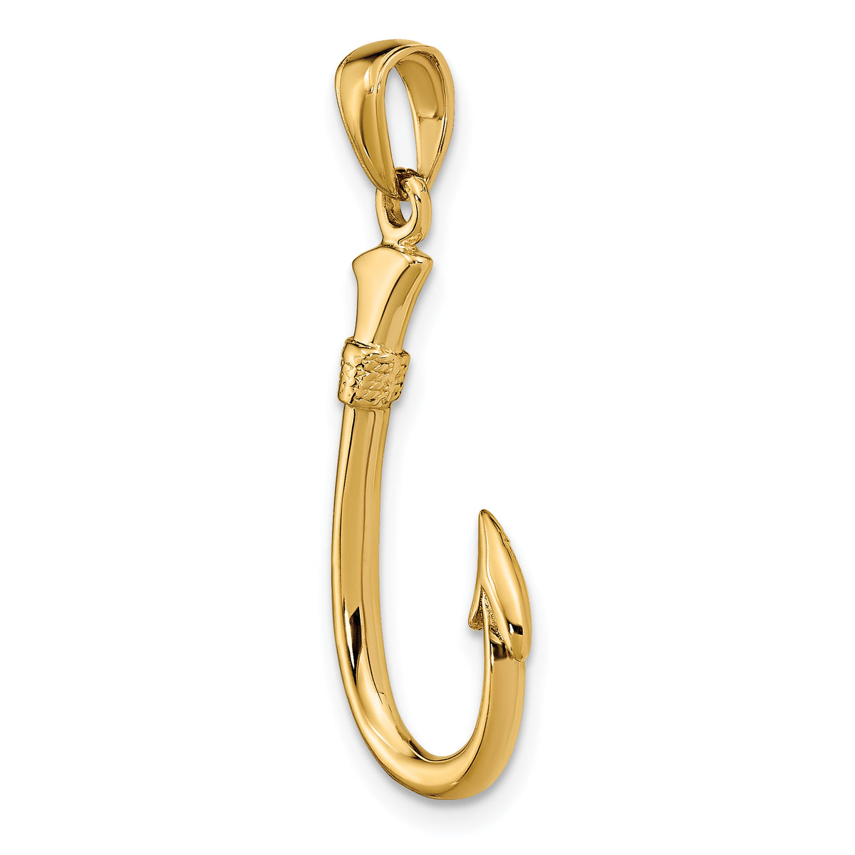 Gold Polished Fish Hook Pendant - 14k Yellow Gold / 12 x 28 mm