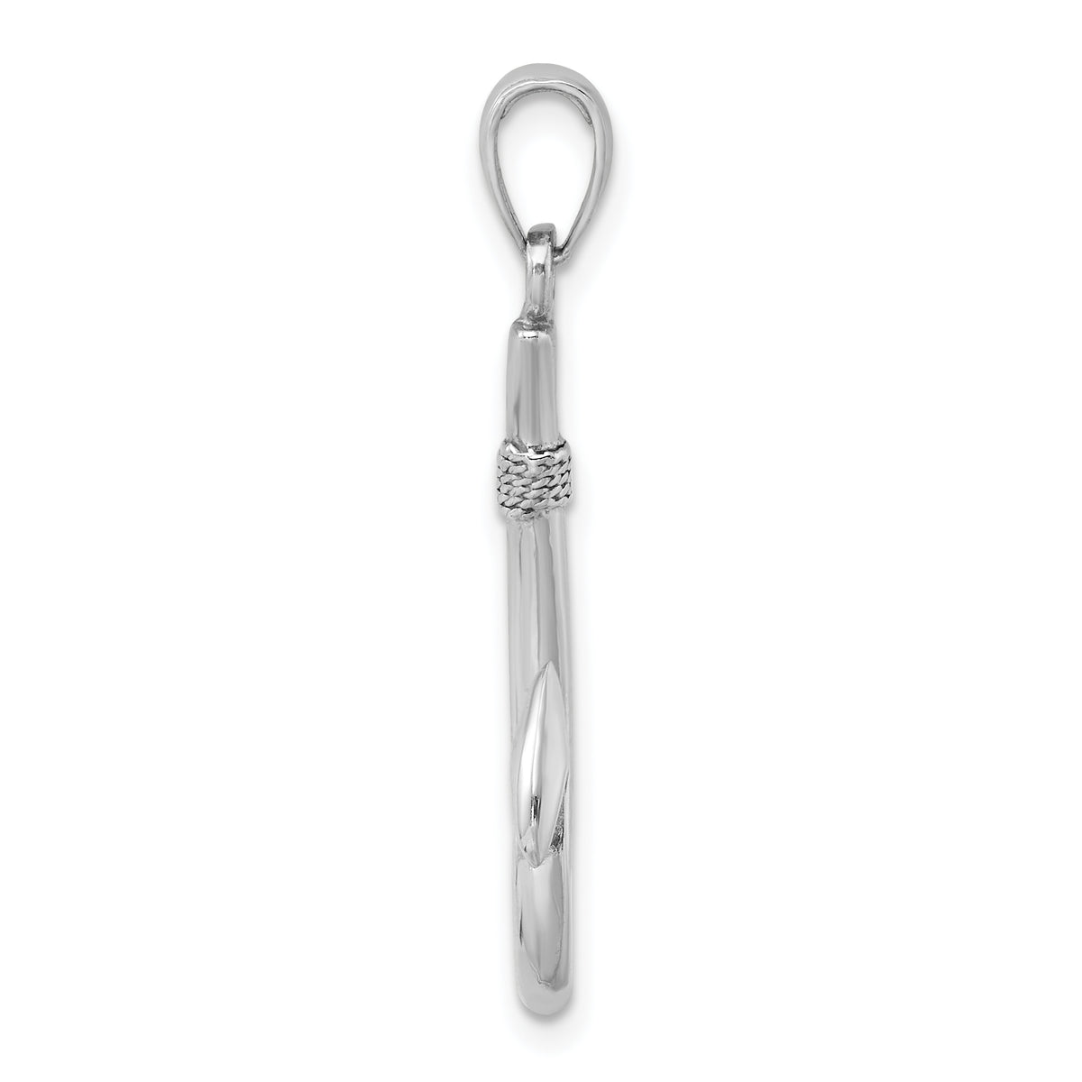 Gold Polished Fish Hook Pendant - 14k White Gold / 13.2 x 24.1 mm