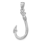 Gold Polished Fish Hook Pendant - 14k White Gold / 13.2 x 24.1 mm
