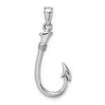 Gold Polished Fish Hook Pendant - 14k White Gold / 13.2 x 24.1 mm
