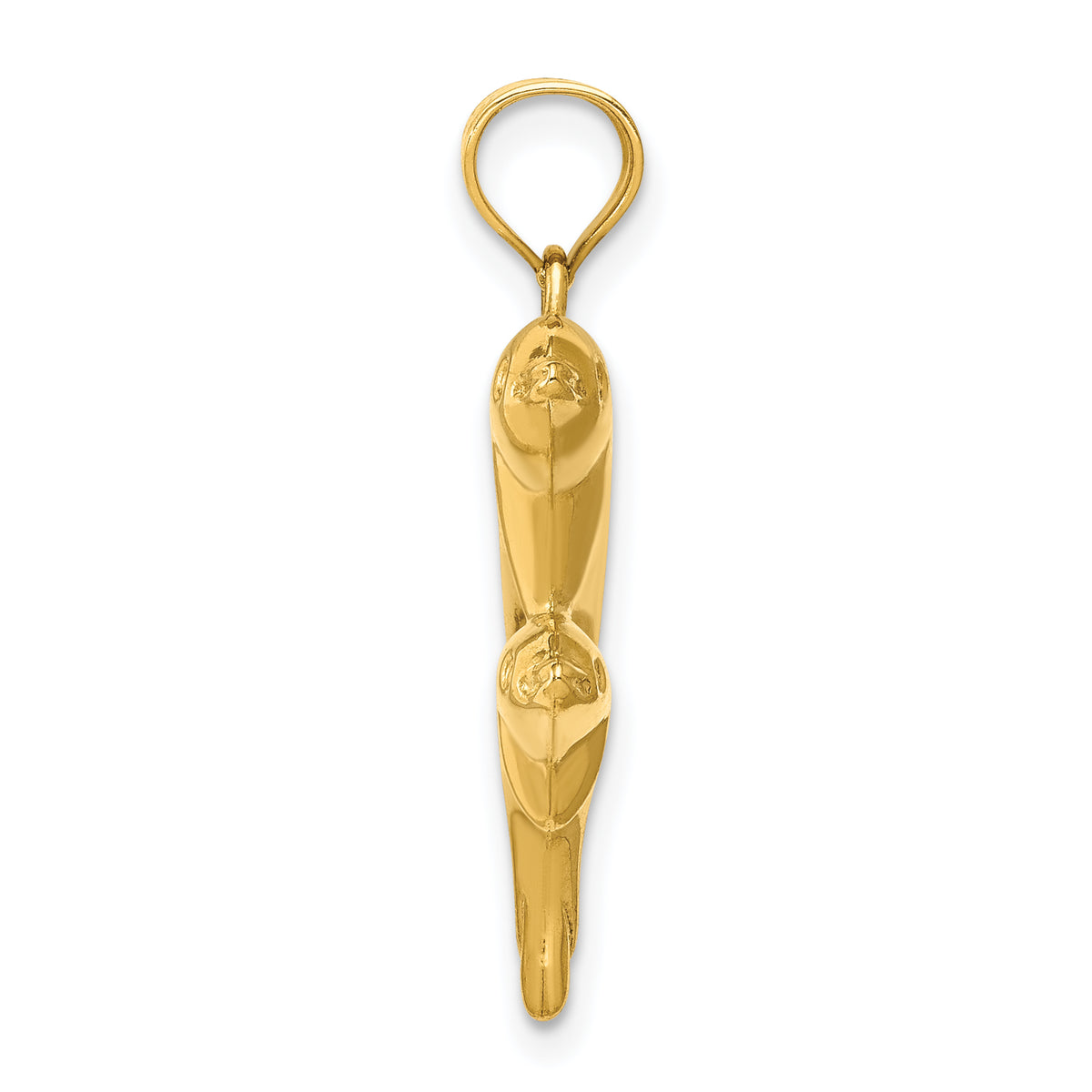 14k Yellow Gold Dolphin Pair Pendant, view 2